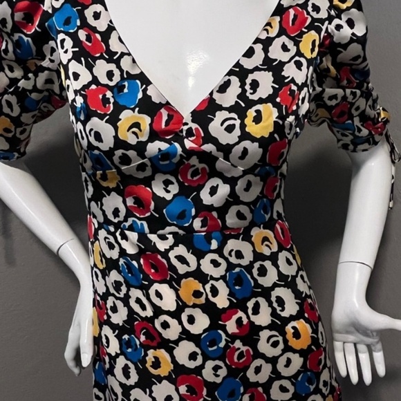 TOPSHOP Women”s Primary Floral In Black Tiered  Midi Dress Size 4 - Picture 4 of 14